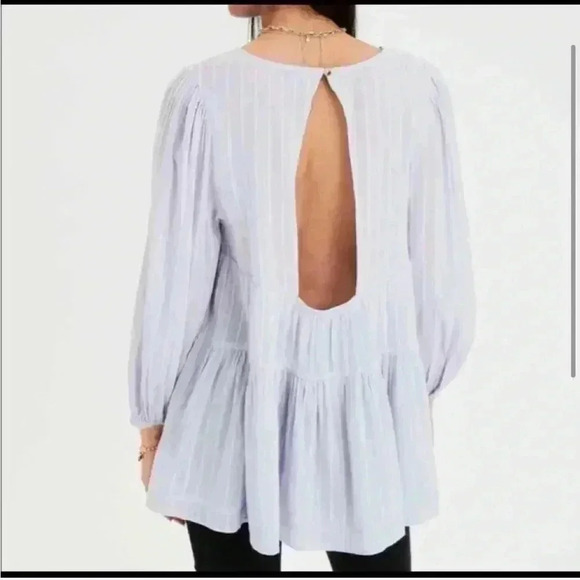 American Eagle long sleeve tiered babydoll top violet oversized XS, Extra small - Picture 3 of 10